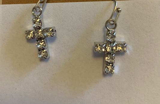 Rhinestone Crystal Cross Earrings