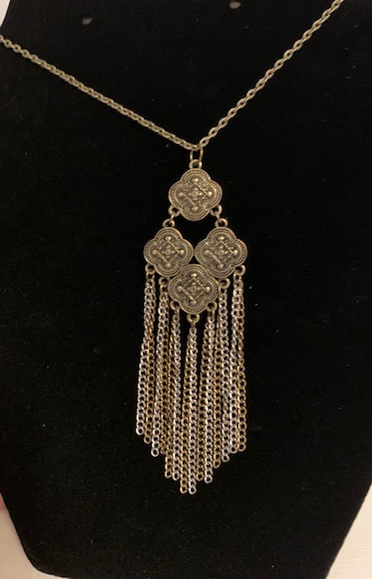 Vintage Antique Bronze Medallion Pendant Necklace