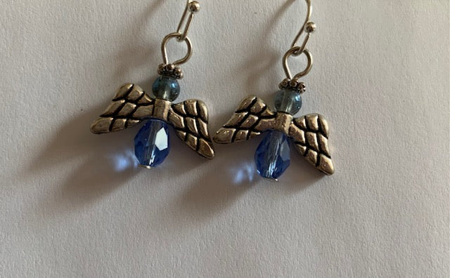 Light Blue Crystal Angel Earrings