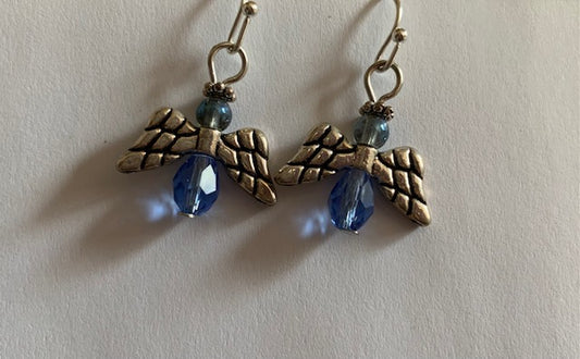 Light Blue Crystal Angel Earrings